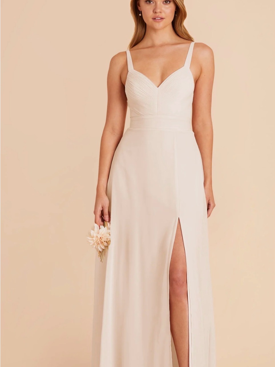 Birdy Grey Deborah Chiffon Champagne Maxi Dress With Front Slit